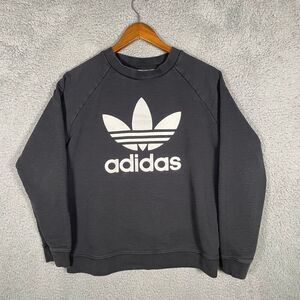 adidas Trefoil Crewneck Sweatshirt Women's Large Black Long Sleeve Pullover